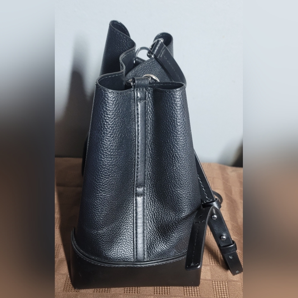 Michael Kors Black Leather Drawstring Bucket Bag - Picture 4 of 5
